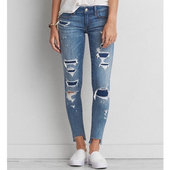 American Eagle blue low rise skinny jeans - Picture 1 of 7